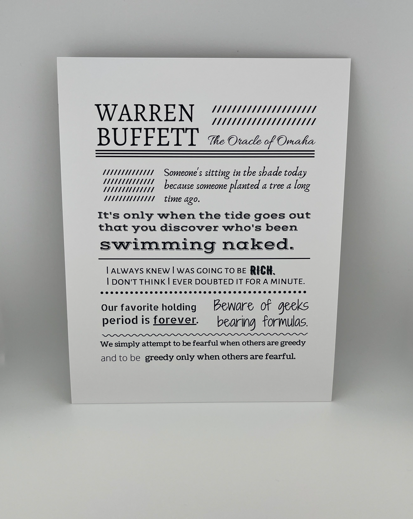 Warren Buffett Quotes Print