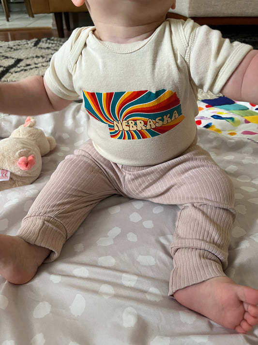 Groovy Nebraska Baby Onesie